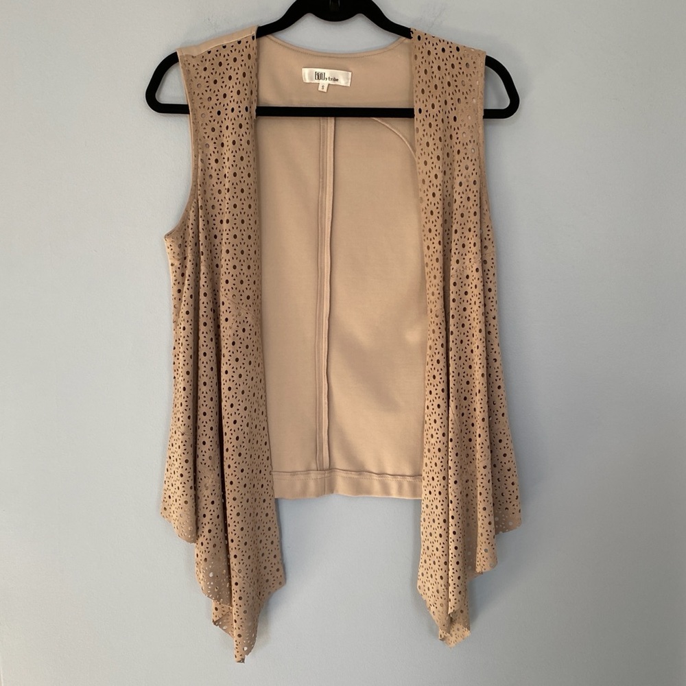My Tribe Tan Genuine Leather Shawl Vest